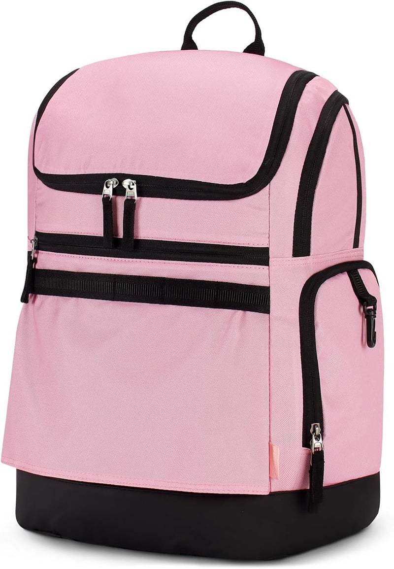 Choco Mocha Swim Backpack Girls, 35L Swimming Bag for Kids with Wet and Dry Compartments, Swim Gear Bag Black Pink - Image 1